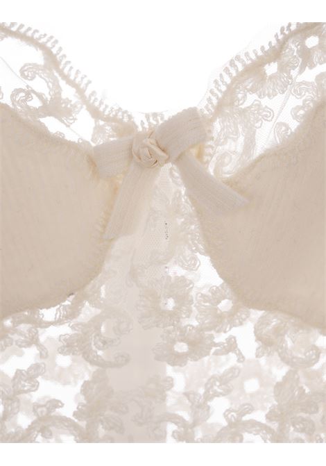 ERMANNO SCERVINO Top Bianco a Coste Con Pizzo Floreale - ERMANNO SCERVINO Nuova