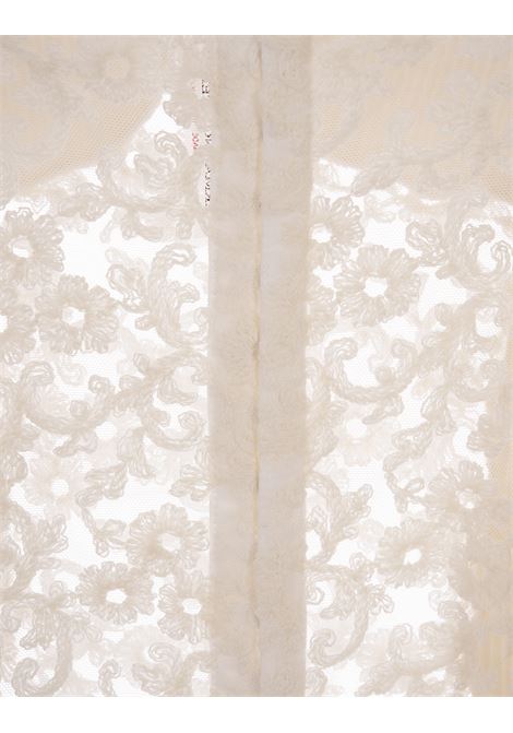 ERMANNO SCERVINO Top Bianco a Coste Con Pizzo Floreale - ERMANNO SCERVINO Nuova