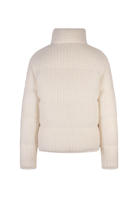 MONCLER Cardigan Imbottito Bianco In Lana e Alpaca - MONCLER Moda