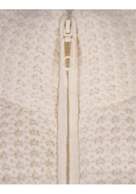 MONCLER Cardigan Imbottito Bianco In Lana e Alpaca - MONCLER Moda
