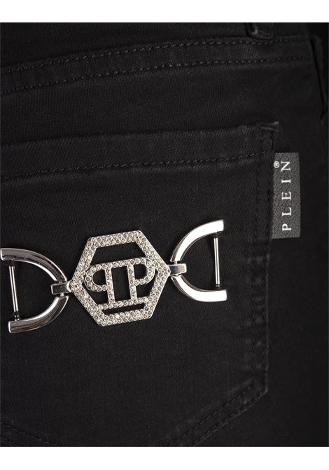 PHILIPP PLEIN Pantaloni Jegging Hexagon a Vita Alta In Denim Nero - PHILIPP PLEIN Promozione Limitata
