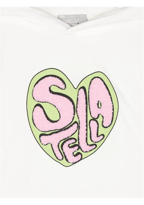 STELLA MCCARTNEY KIDS Felpa con Cappuccio Bianca con Grafica Stella Applicata - STELLA MCCARTNEY KIDS Offerta