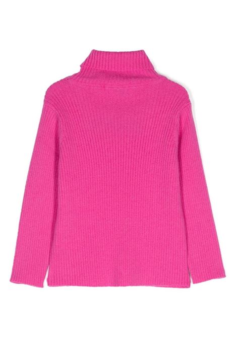 EMILIO PUCCI JUNIOR Maglione a Collo Alto Fucsia Con Logo - EMILIO PUCCI JUNIOR Saldi Di Fabbrica