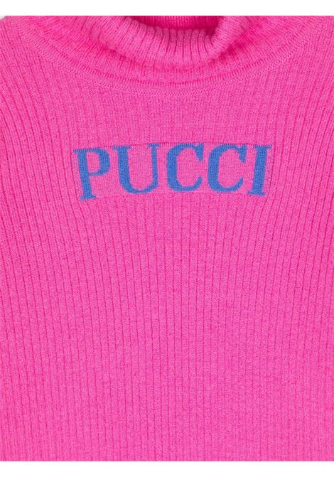 EMILIO PUCCI JUNIOR Maglione a Collo Alto Fucsia Con Logo - EMILIO PUCCI JUNIOR Saldi Di Fabbrica
