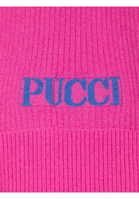 EMILIO PUCCI JUNIOR Sciarpa a Coste Fucsia Con Logo Azzurro - EMILIO PUCCI JUNIOR In Saldo