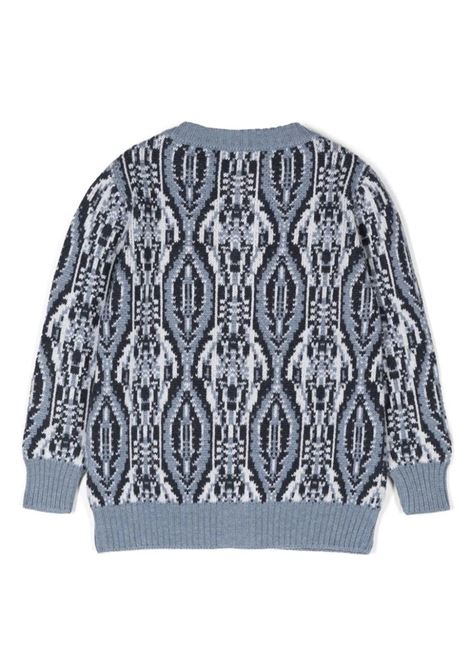 ETRO KIDS Cardigan In Lana Jacquard Azzurra Con Motivi Geometrici - ETRO KIDS Negozio