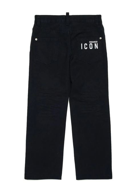 DSQUARED2 KIDS Jeans a Gamba Dritta Neri Ccon Logo Icon Dsquared2 - DSQUARED2 KIDS Offerta Giorno del Papà