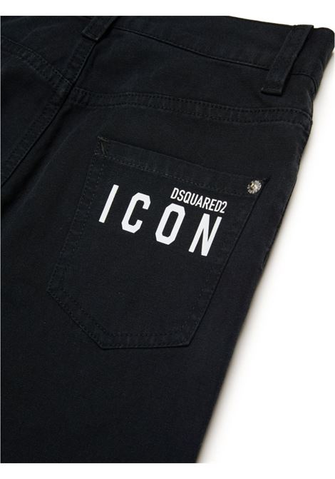 DSQUARED2 KIDS Jeans a Gamba Dritta Neri Ccon Logo Icon Dsquared2 - DSQUARED2 KIDS Offerta Giorno del Papà