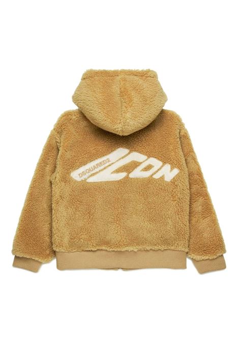 DSQUARED2 KIDS Giacca Con Cappuccio Icon In Teddy Beige - DSQUARED2 KIDS Offerta Anniversario