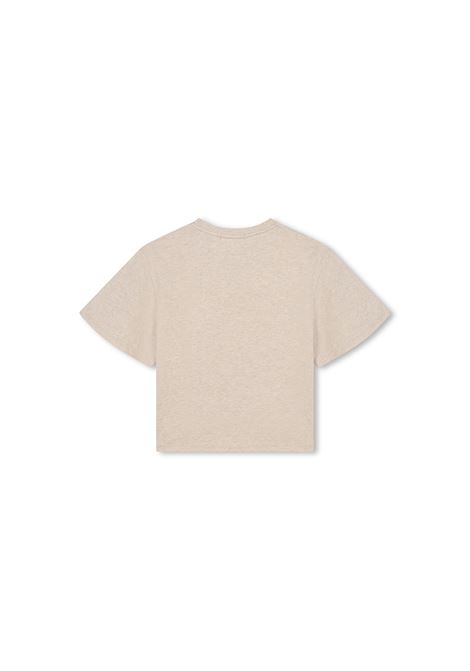 CHLOÉ KIDS T-Shirt Beige Marl Con Ricamo Botanico - CHLOÉ KIDS Ultimo giorno
