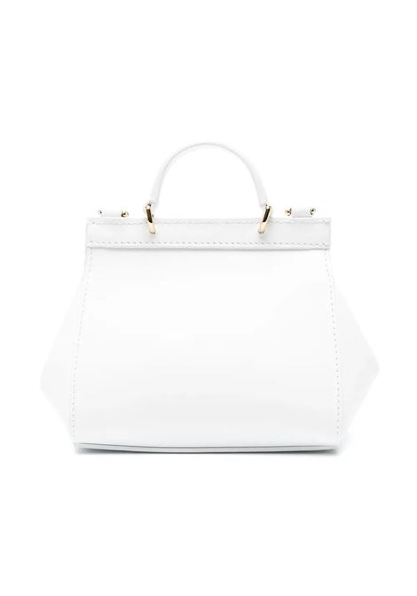 DOLCE & GABBANA KIDS Borsa Sicily In Pelle Nappata Bianca Con Lavorazione a Uncinetto - DOLCE & GABBANA KIDS Fino al 60% di sconto