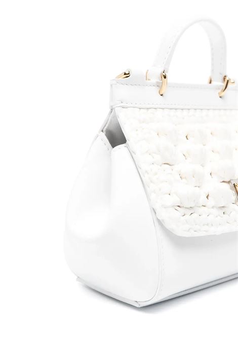 DOLCE & GABBANA KIDS Borsa Sicily In Pelle Nappata Bianca Con Lavorazione a Uncinetto - DOLCE & GABBANA KIDS Fino al 60% di sconto