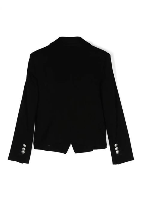 BALMAIN KIDS Blazer Monopetto Nero Con Bottoni Goffrati Argento - BALMAIN KIDS Offerta speciale della fabbrica