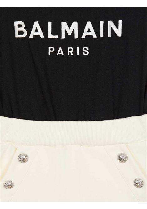 BALMAIN KIDS Abito Bianco e Nero Con Logo e Bottoni - BALMAIN KIDS Fino al 55% di sconto
