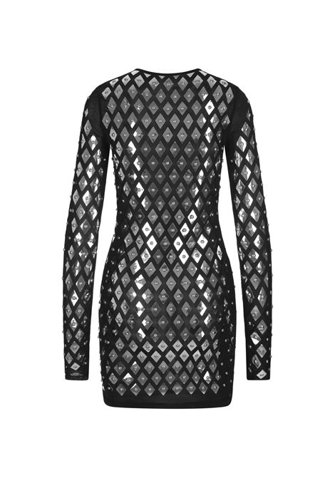 RABANNE Mini Abito Nero Con Rombi e Borchie All-Over - RABANNE Trasporto libero internazionale