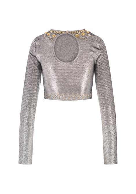 RABANNE Top Crop In Lame' Argento Con Borchie - RABANNE Black Friday Prezzi