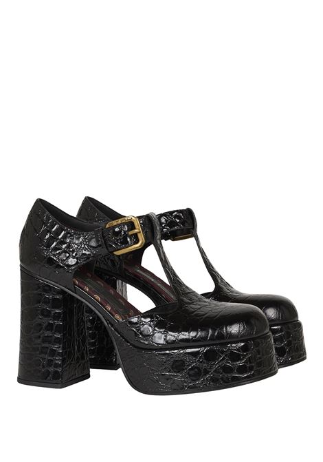 ETRO Sandali Platform Mary Jane In Pelle Stampata Nera - ETRO Vendita