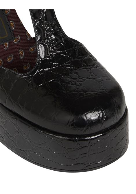 ETRO Sandali Platform Mary Jane In Pelle Stampata Nera - ETRO Vendita