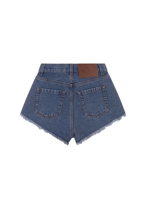 ETRO Shorts In Denim Blu a Vita Alta - ETRO Offerta