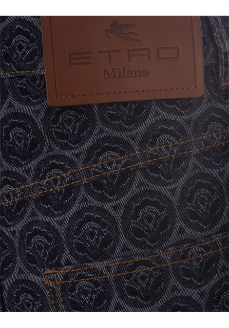 ETRO Jeans a Gamba Larga In Denim Blu Scuro Con Iconico Motivo - ETRO Outlet