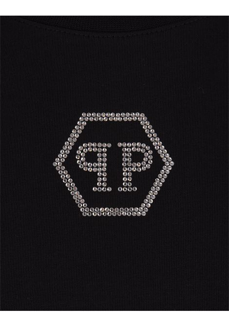 PHILIPP PLEIN T-Shirt Round Neck SS Crystal Hexagon Nera - PHILIPP PLEIN Negozio