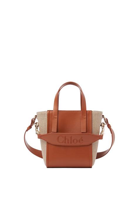 CHLOÉ Borsa "Sense" In Lino Naturale e Pelle Caramel - CHLOÉ Offerta per la Festa della Mamma