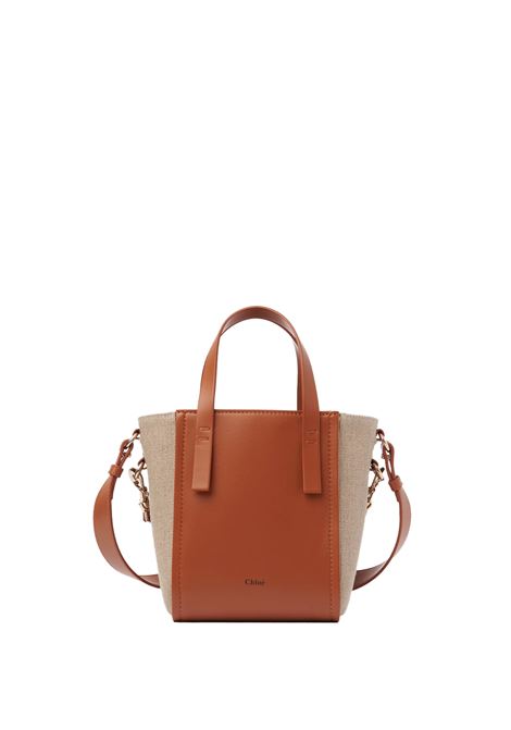 CHLOÉ Borsa "Sense" In Lino Naturale e Pelle Caramel - CHLOÉ Offerta per la Festa della Mamma