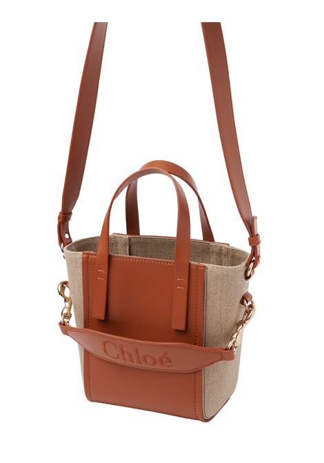 CHLOÉ Borsa "Sense" In Lino Naturale e Pelle Caramel - CHLOÉ Offerta per la Festa della Mamma