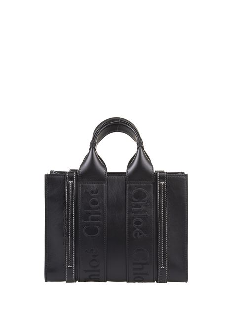 CHLOÉ Borsa Shopping Piccola Woody In Pelle Nera - CHLOÉ Offerta Giorno del Papà