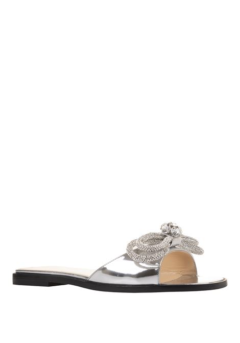 MACH & MACH Sandali Bassi Double Bow In Pelle Specchiata Argento - MACH & MACH Latest fashion