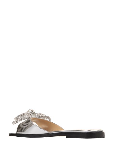 MACH & MACH Sandali Bassi Double Bow In Pelle Specchiata Argento - MACH & MACH Latest fashion