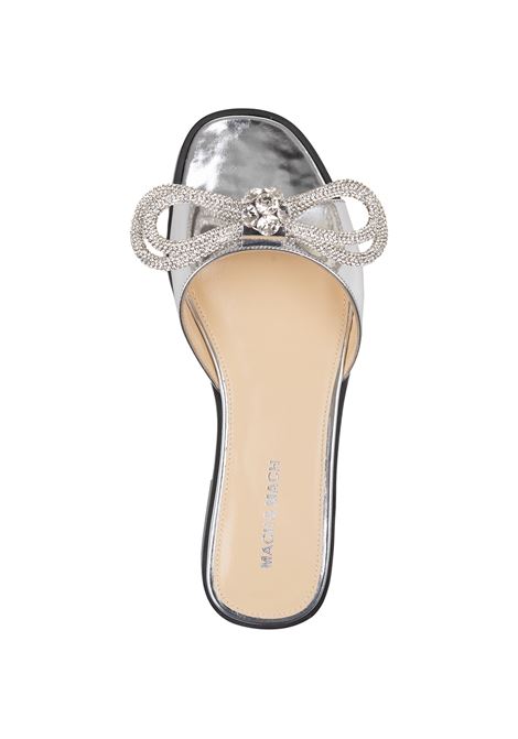 MACH & MACH Sandali Bassi Double Bow In Pelle Specchiata Argento - MACH & MACH Latest fashion