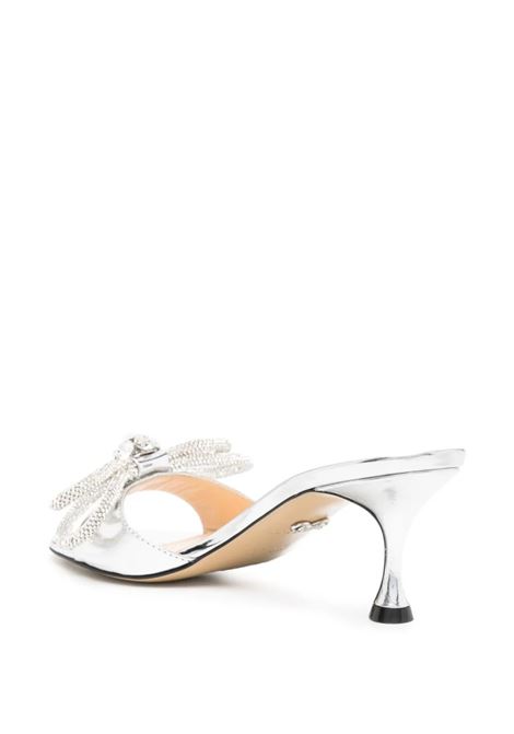 MACH & MACH Mules 65 Double Bow In Pelle Metallizzata Argento - MACH & MACH Offerte esclusive