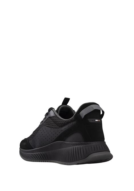 BOSS TTNM EVO Sneakers Nere In Pelle Liscia e Scamosciata e Mesh Con Suola a Spina Di Pesce - BOSS Offerte giornaliere