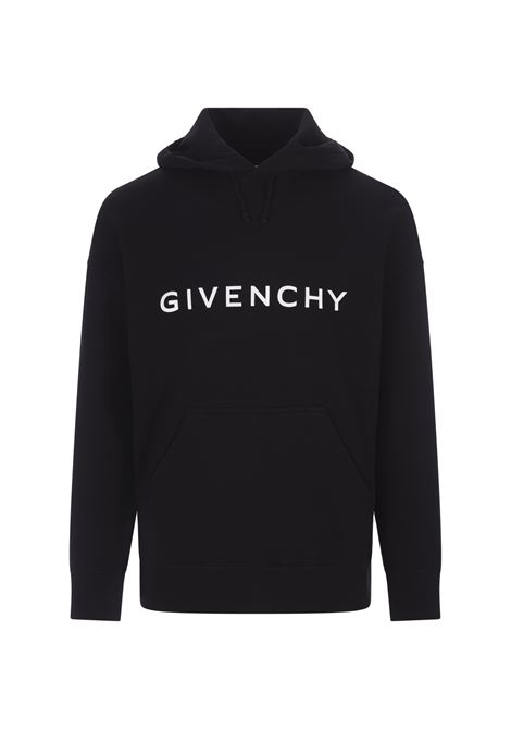 GIVENCHY Felpa Con Cappuccio GIVENCHY Archetype In Tessuto Garzato Nero - GIVENCHY Enormi risparmi