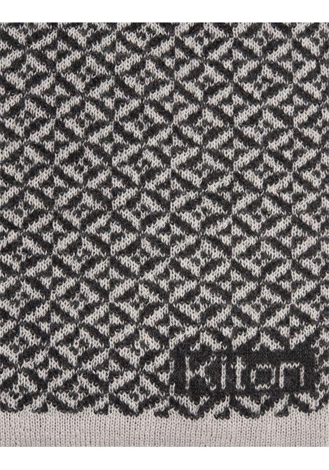 KITON Sciarpa In Cashmere Nero Con Motivo Jacquard - KITON Fino al 50% di sconto