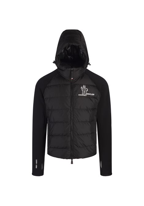 MONCLER GRENOBLE Felpa Zip-Up Nera Con Logo a Contrasto - MONCLER GRENOBLE Only for today