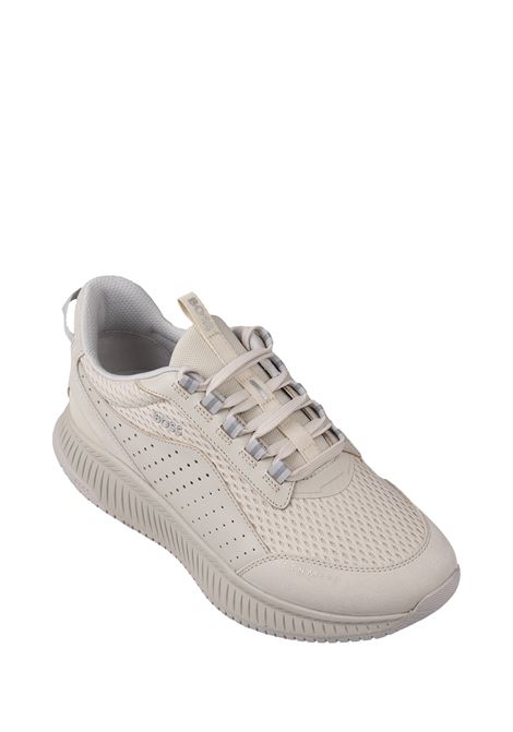 BOSS TTNM EVO Sneakers Bianche In Pelle Liscia e Scamosciata e Mesh Con Suola a Spina Di Pesce - BOSS Fino al 55% di sconto