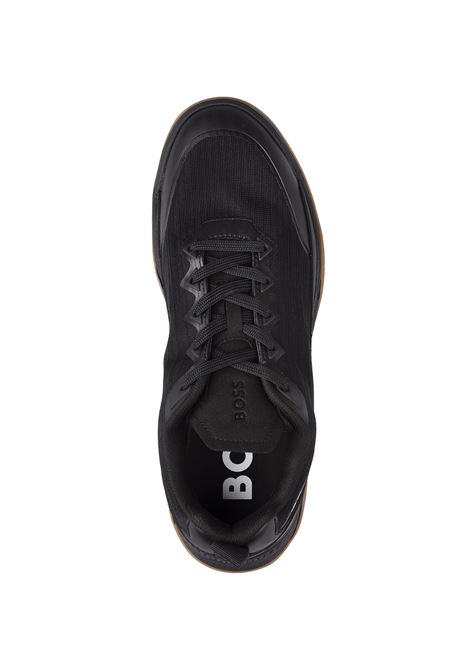 BOSS Sneakers Nere In Materiali Misti Con Suola Antiscivolo - BOSS Solo un giorno rimasto
