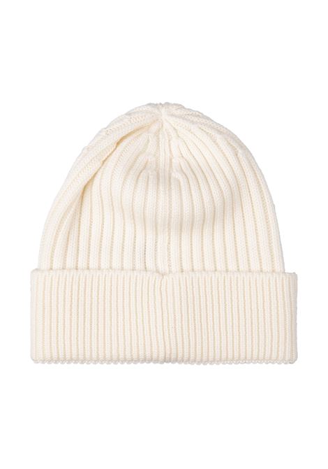 MONCLER GRENOBLE Berretto In Lana a Costine Bianca Con Patch Logo - MONCLER GRENOBLE Limitato a 3 giorni