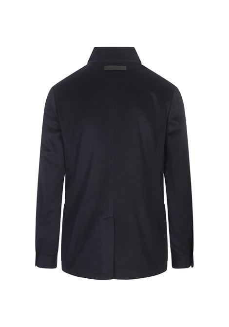 ZEGNA Cappotto Midi In Cashmere Blu Scuro - ZEGNA Promozione
