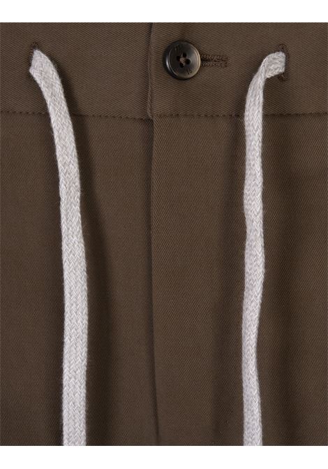 PT TORINO Pantaloni Slim Fit Con Coulisse In Misto Cashmere Marrone - PT TORINO Pezzi Unici