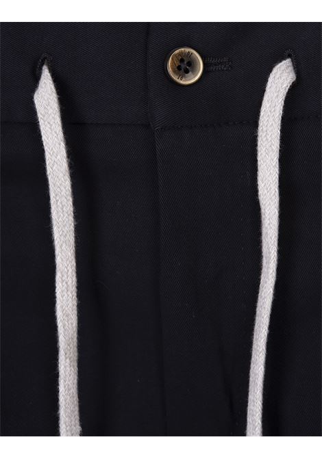 PT TORINO Pantaloni Slim Fit Con Coulisse In Misto Cashmere Blu - PT TORINO Soddisfazione Garantita