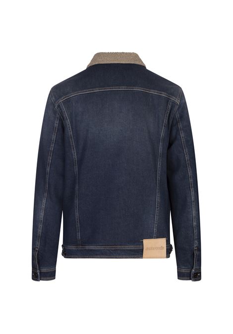 JACOB COHEN Giacca Trucker Sherpa in Mid Blue Comfort Denim - JACOB COHEN Negozi Online