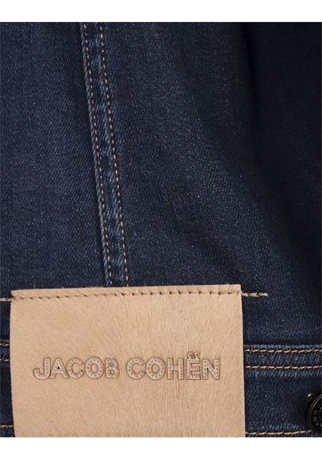 JACOB COHEN Giacca Trucker Sherpa in Mid Blue Comfort Denim - JACOB COHEN Negozi Online