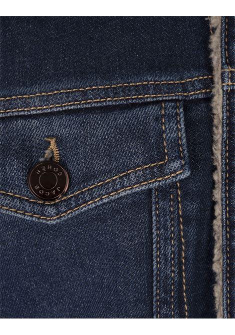 JACOB COHEN Giacca Trucker Sherpa in Mid Blue Comfort Denim - JACOB COHEN Negozi Online