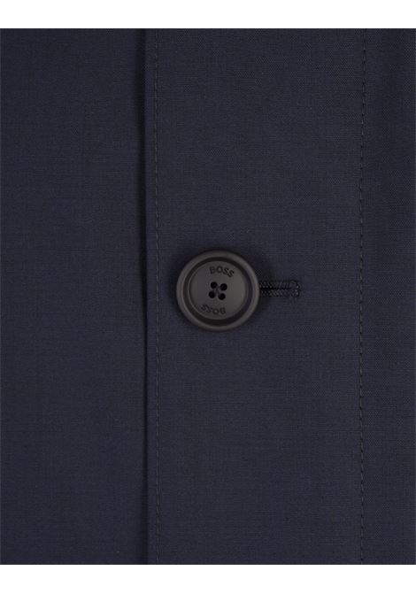 BOSS Cappotto Impermeabile In Misto Lana Blu Scuro - BOSS Prezzo Ridotto