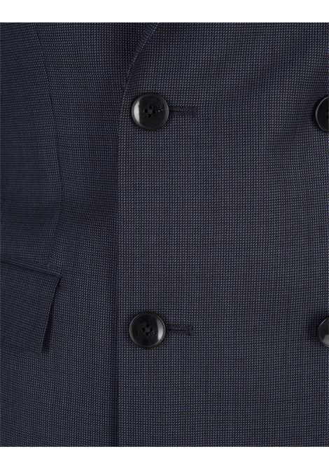 BOSS Abito Slim Fit Doppiopetto In Lana Blu Scuro Con Micromotivo - BOSS Sottocosto