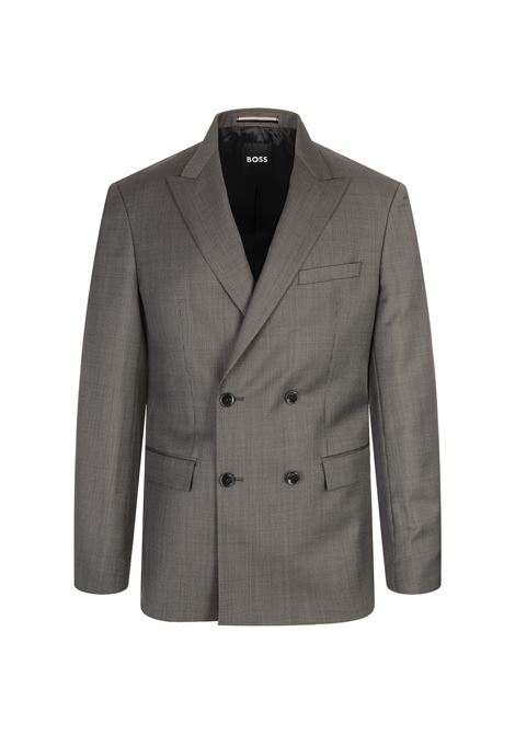BOSS Abito Slim Fit Doppiopetto In Lana Grigio Con Micromotivo - BOSS Convenienza