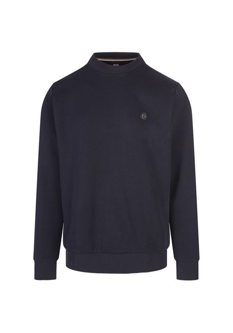 BOSS Felpa Regular Fit Blu Con Patch Monogramma - BOSS Sconto